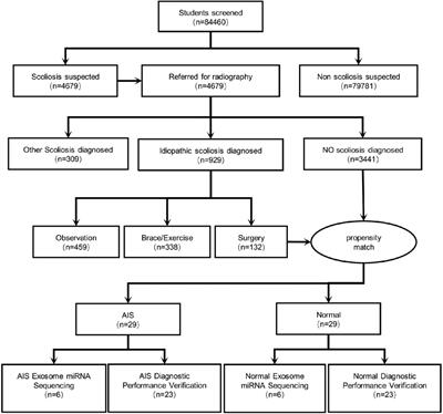 Prevalence and plasma exosome-derive microRNA diagnostic biomarker screening of adolescent idiopathic scoliosis in Yunnan Province, China